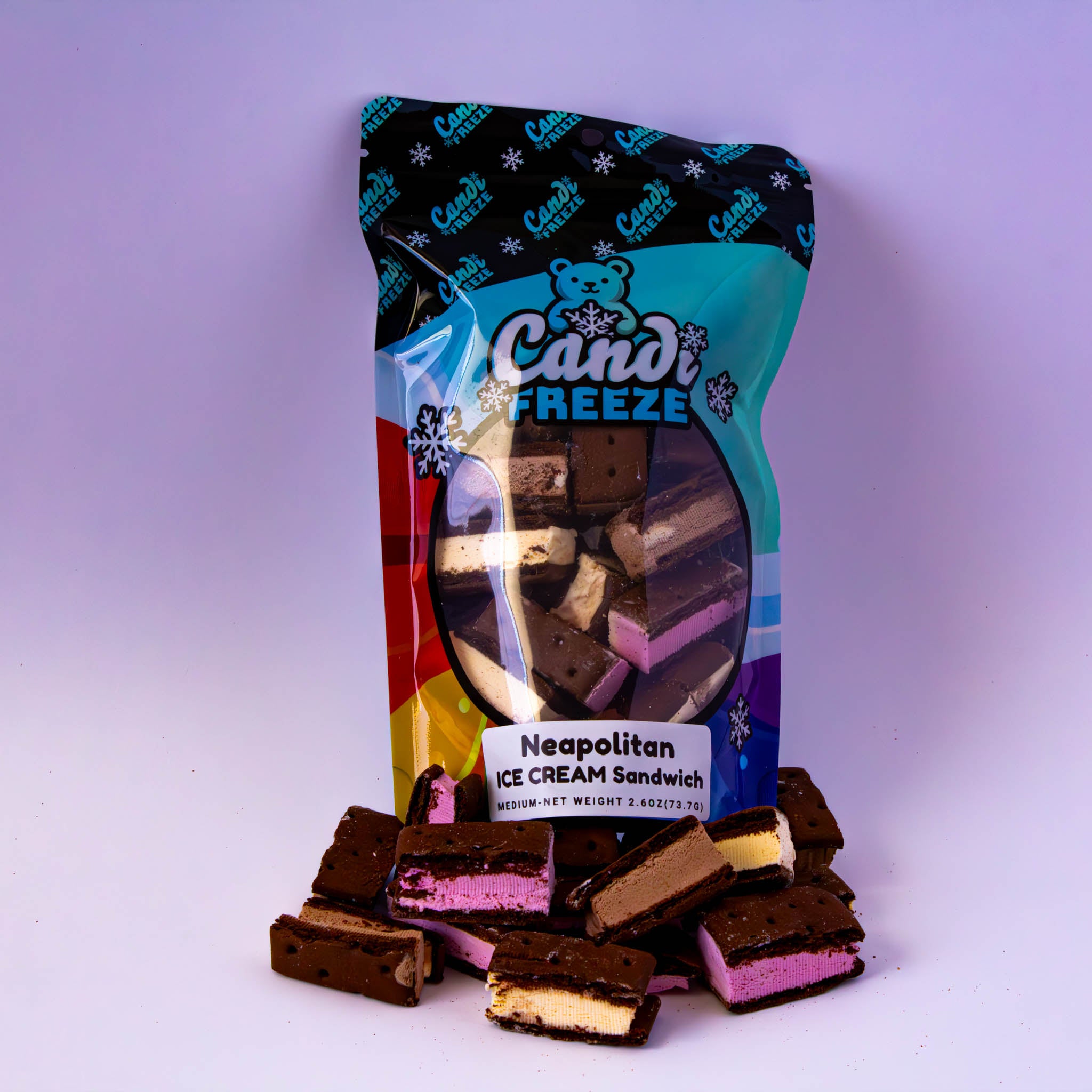 Neapolitan Ice Cream Sandwich by CandiFreeze – Freeze-Dried, Crunchy,