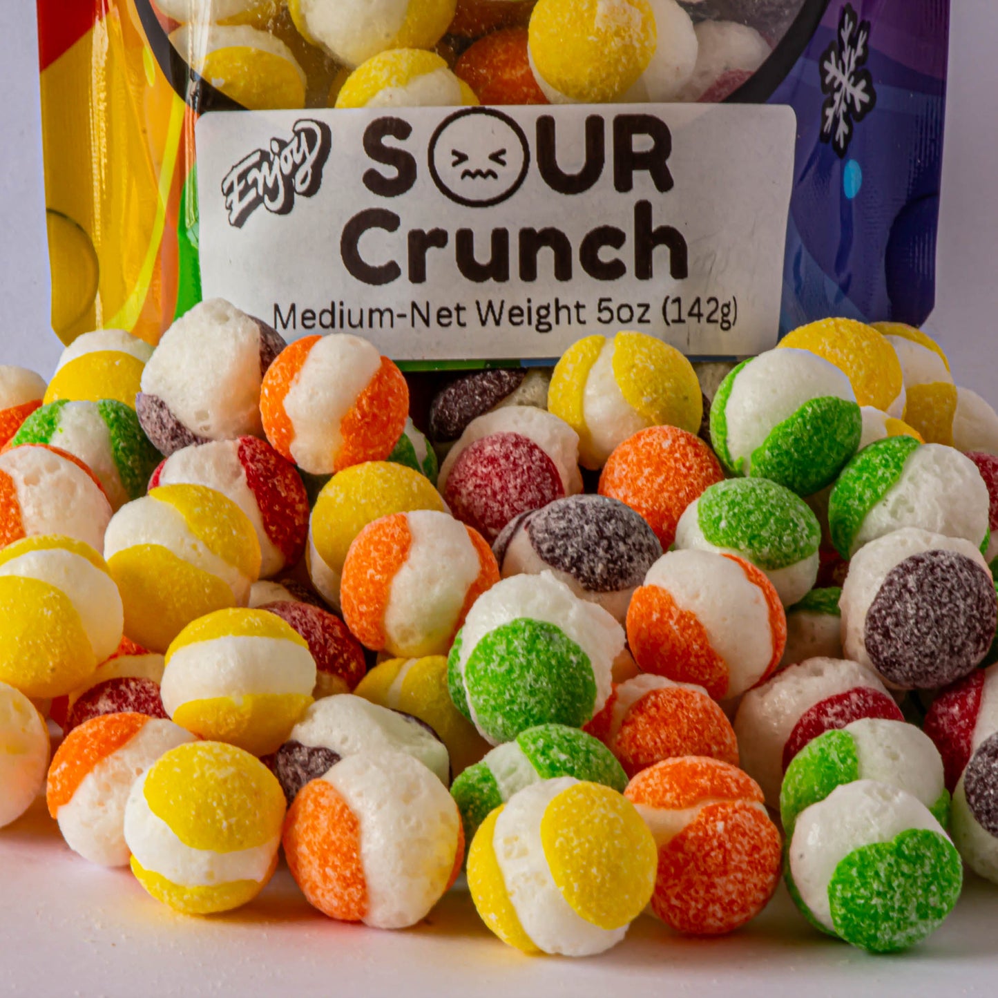 Sour Crunch by CandiFreeze – Freeze-Dried, Crunchy, Sour Rainbow Candy Bites – 5oz Resealable Bag