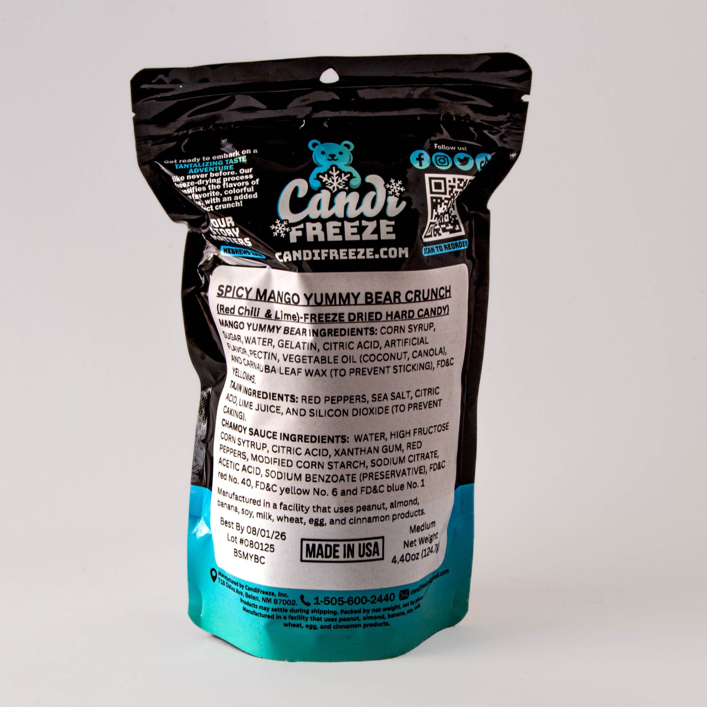 Spicy Mango Yummy Bear Crunch by CandiFreeze – Freeze-Dried, Crispy, Sweet & Spicy Chili Lime Bites – 4.4 oz Resealable Bag