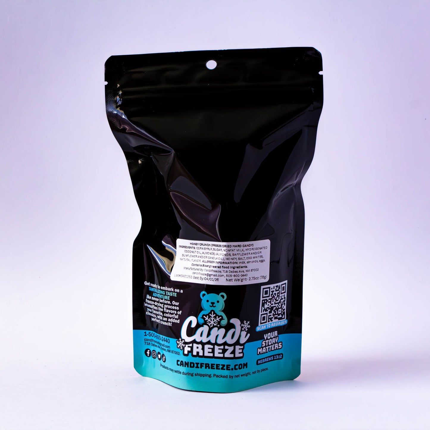 Honey Crunch By CandiFreeze - Freeze-Dried, Crunchy, Nutty & Honey Flavored Candy – 2.75oz (78g)   w/Resealable Bag