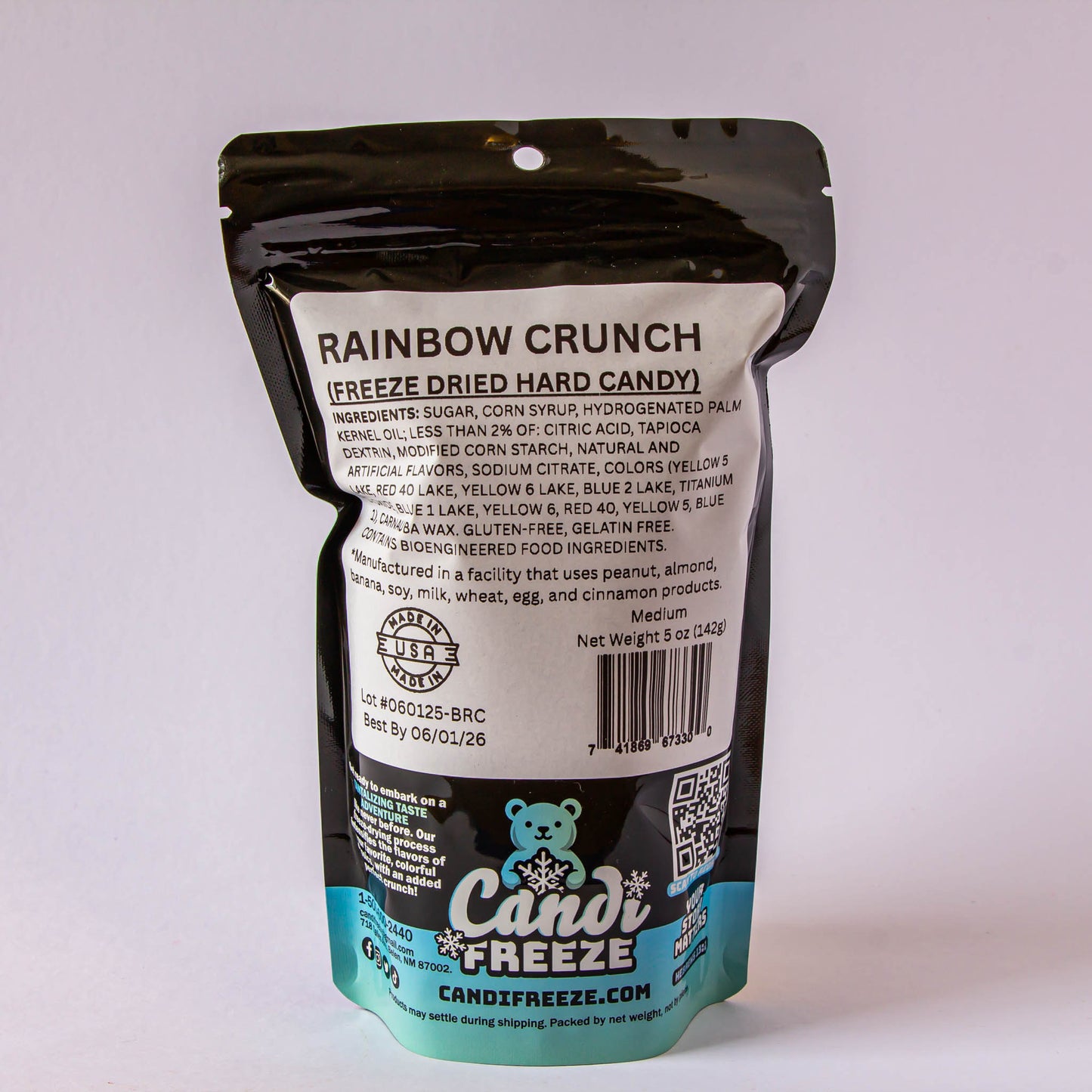 Rainbow Crunch by CandiFreeze – Freeze-Dried, Crunchy, Fruity Rainbow Candy Treat – 5oz Resealable Bag