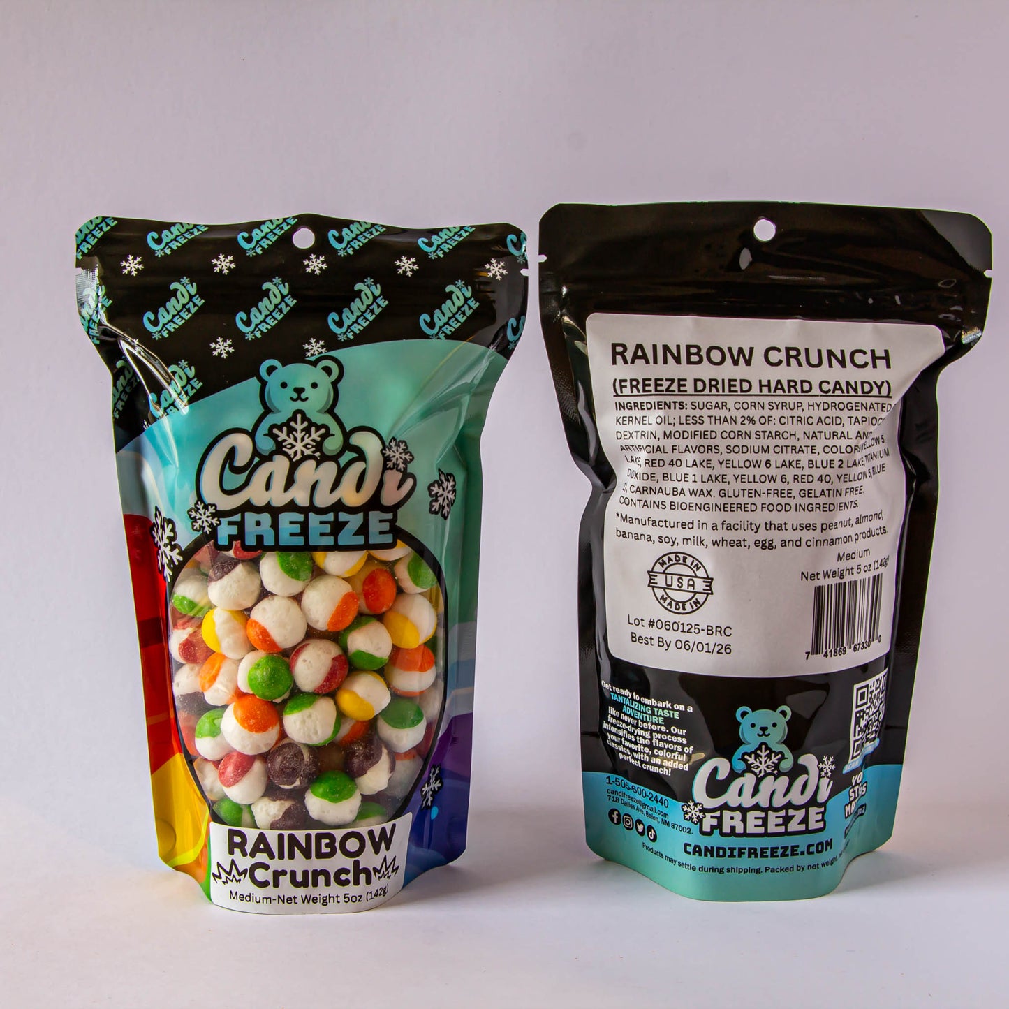 Rainbow Crunch by CandiFreeze – Freeze-Dried, Crunchy, Fruity Rainbow Candy Treat – 5oz Resealable Bag