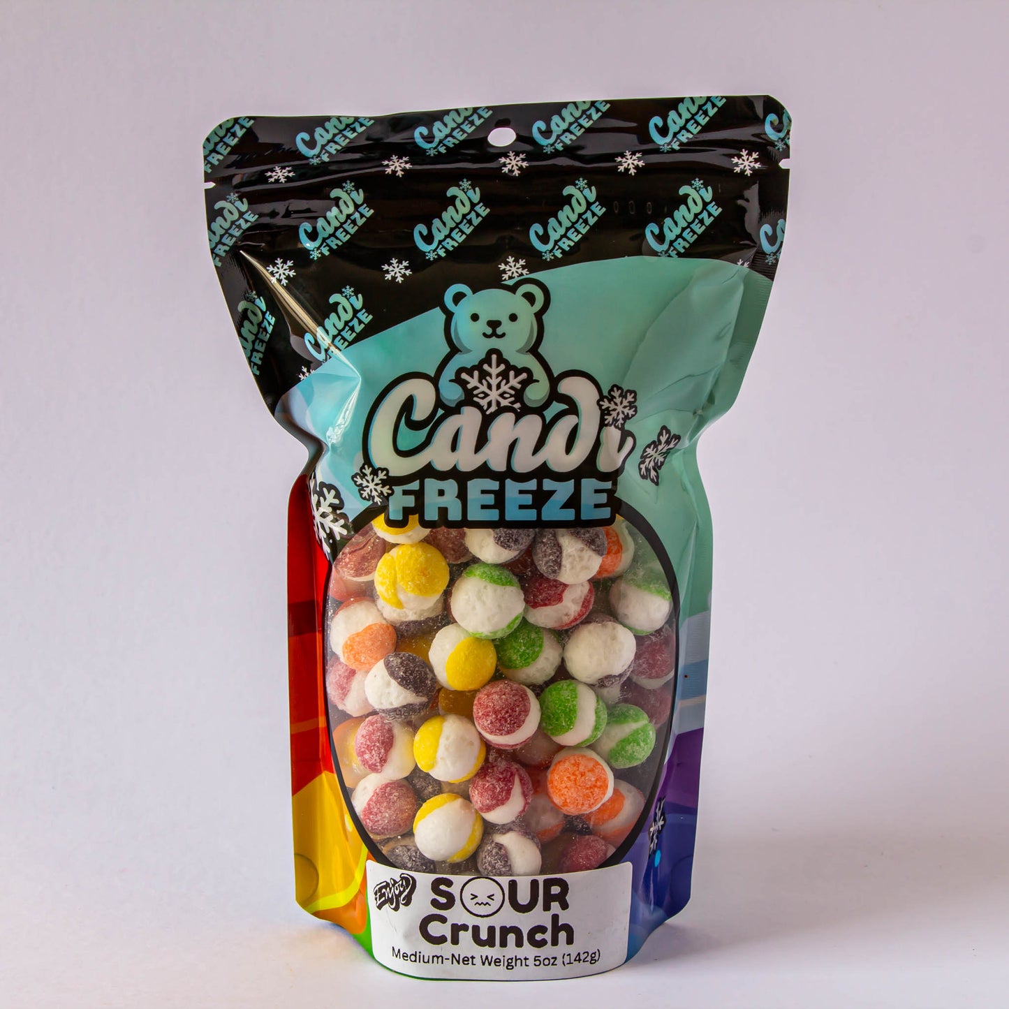 Sour Crunch by CandiFreeze – Freeze-Dried, Crunchy, Sour Rainbow Candy Bites – 5oz Resealable Bag