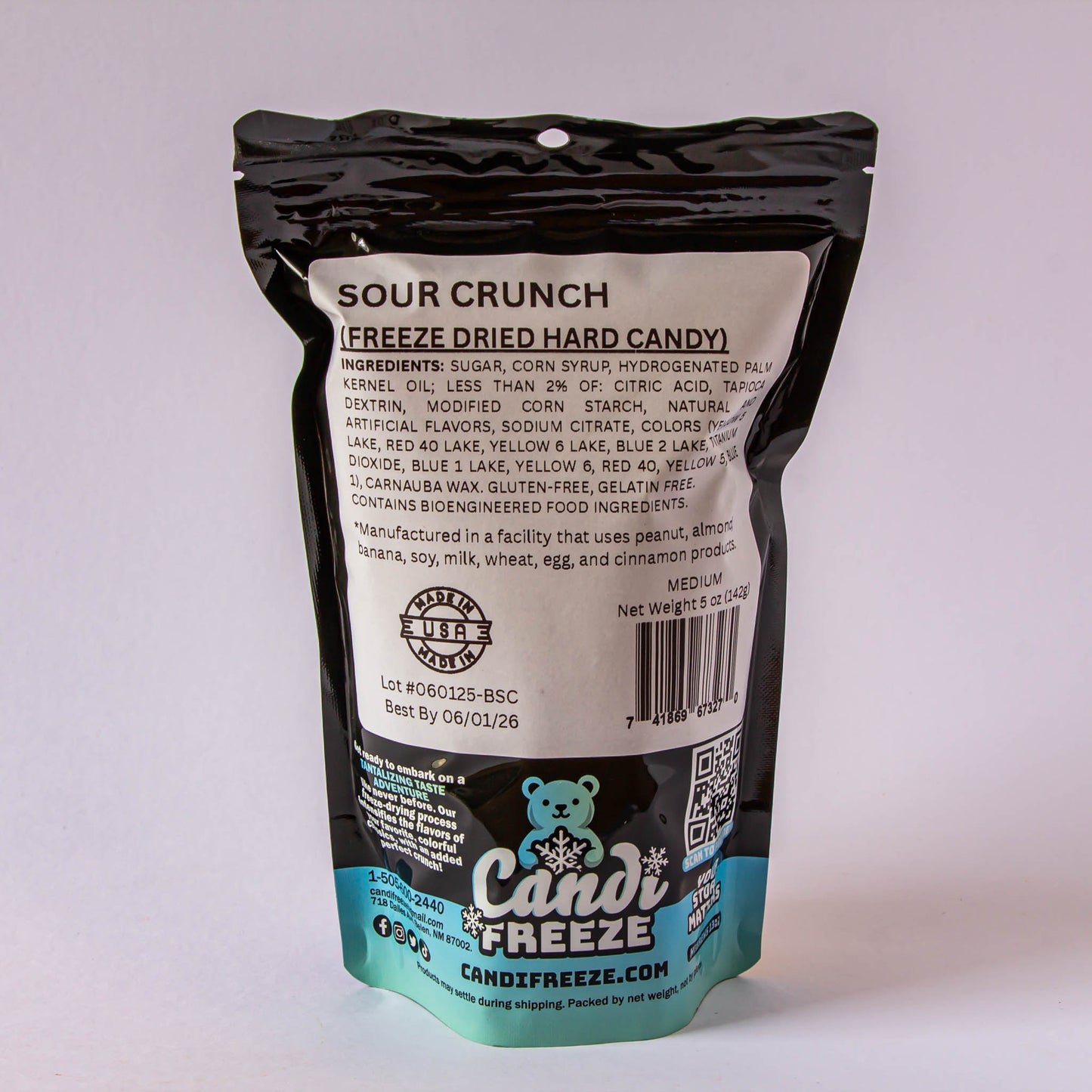 Sour Crunch by CandiFreeze – Freeze-Dried, Crunchy, Sour Rainbow Candy Bites – 5oz Resealable Bag