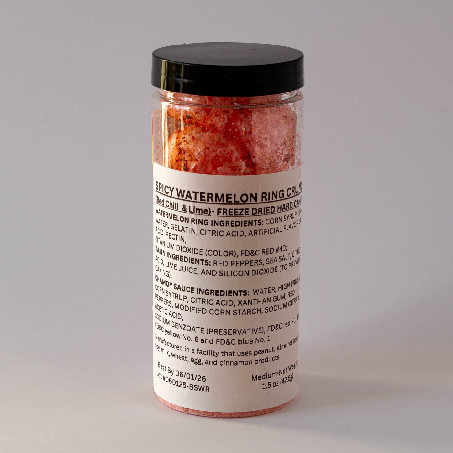 Spicy Watermelon Ring Crunch by CandiFreeze – Freeze-Dried, Crunchy, Sweet & Tangy Chili Lime Candy – 1.5oz Resealable Jar