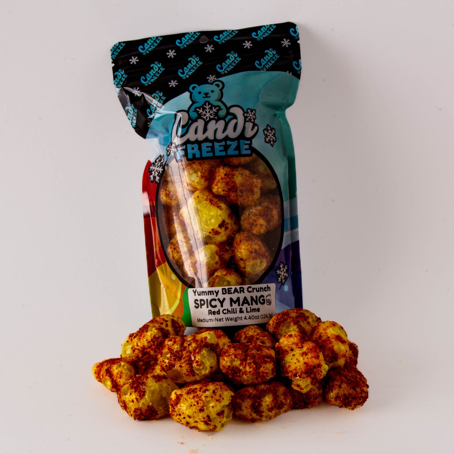Spicy Mango Yummy Bear Crunch by CandiFreeze – Freeze-Dried, Crispy, Sweet & Spicy Chili Lime Bites – 4.4 oz Resealable Bag