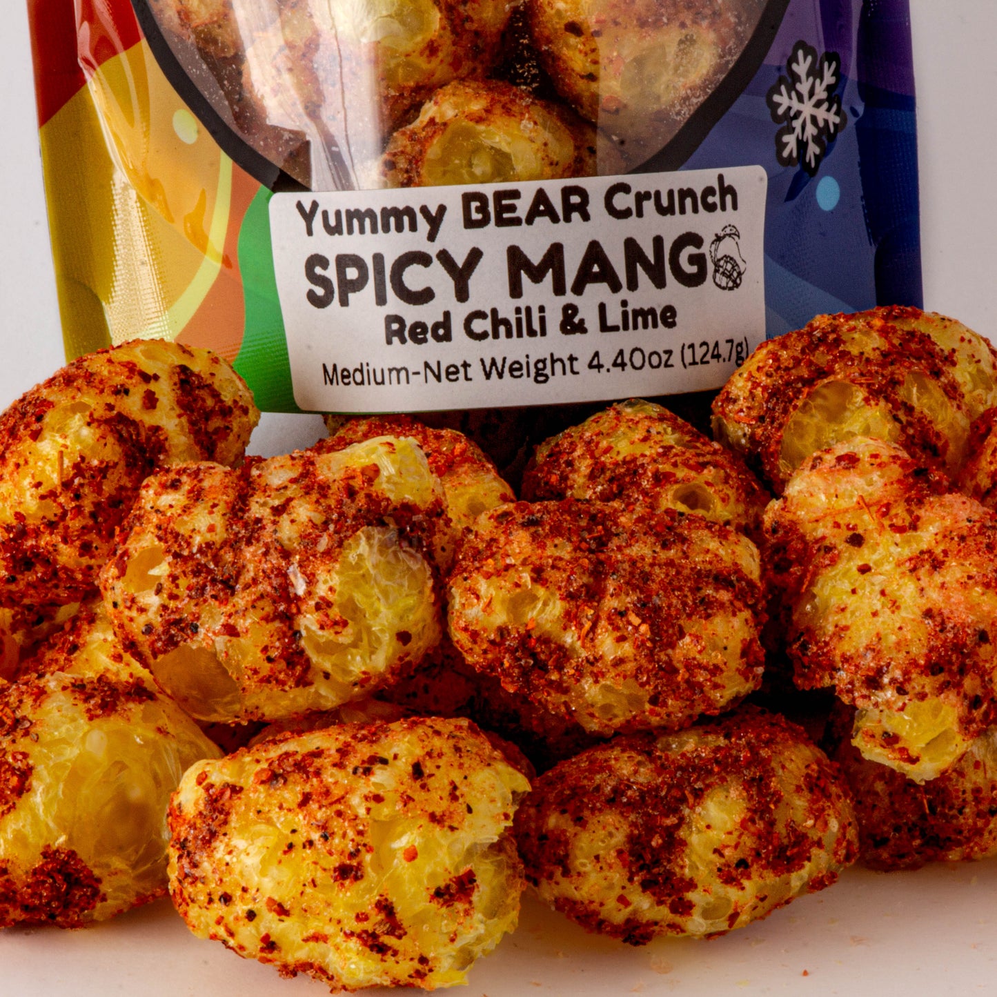 Spicy Mango Yummy Bear Crunch by CandiFreeze – Freeze-Dried, Crispy, Sweet & Spicy Chili Lime Bites – 4.4 oz Resealable Bag