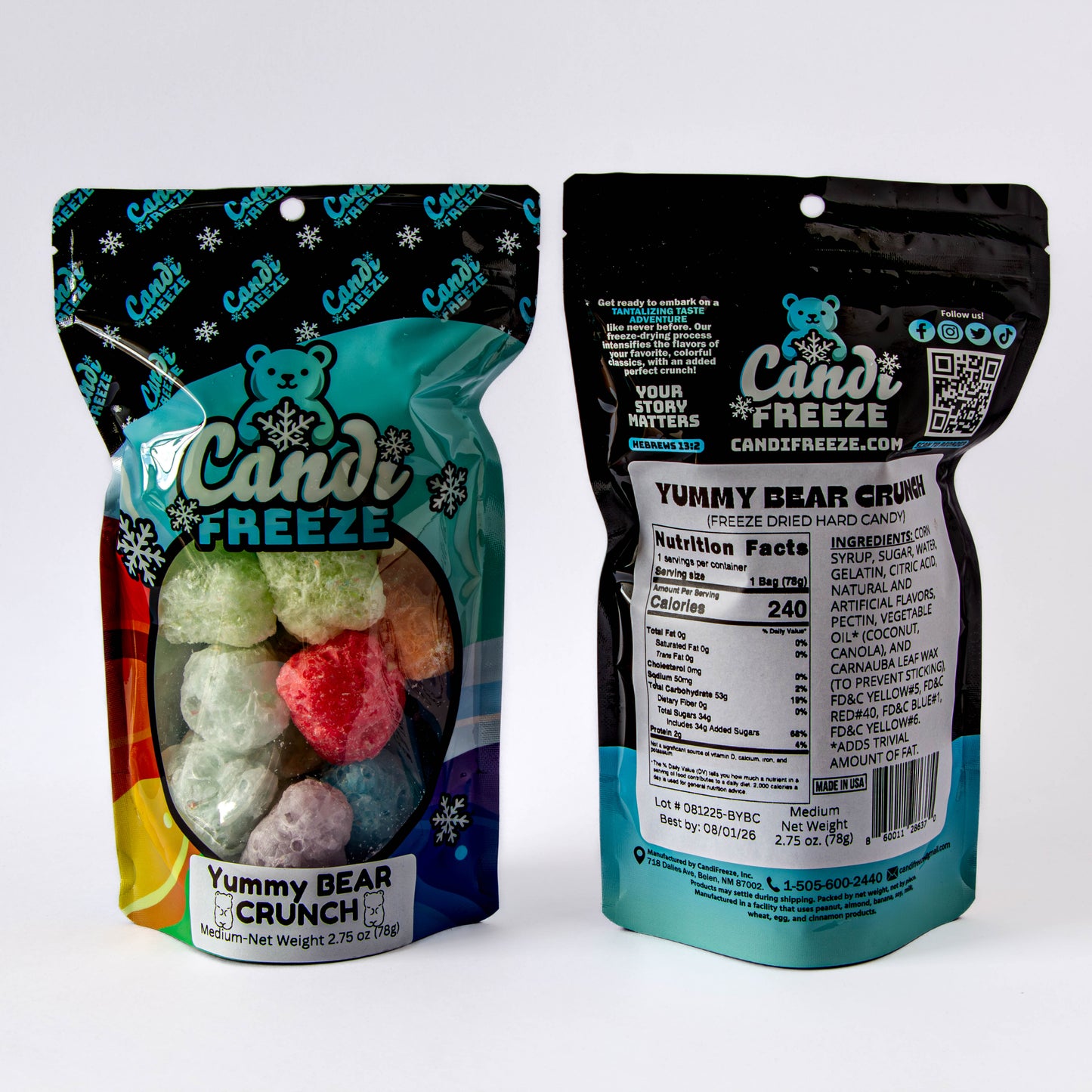 Yummy Bear Crunch by CandiFreeze – Freeze-Dried, Crunchy, Fruity Bites – 2.75oz Resealable Bag